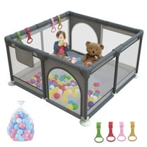 G TALECO GEAR Baby Playpen with Mattress and 2 Pull Rings, Baby Playards with Breathable Net and Zip for Toddlers, Anti-Slip Base ,50" x 50", Dark Gray