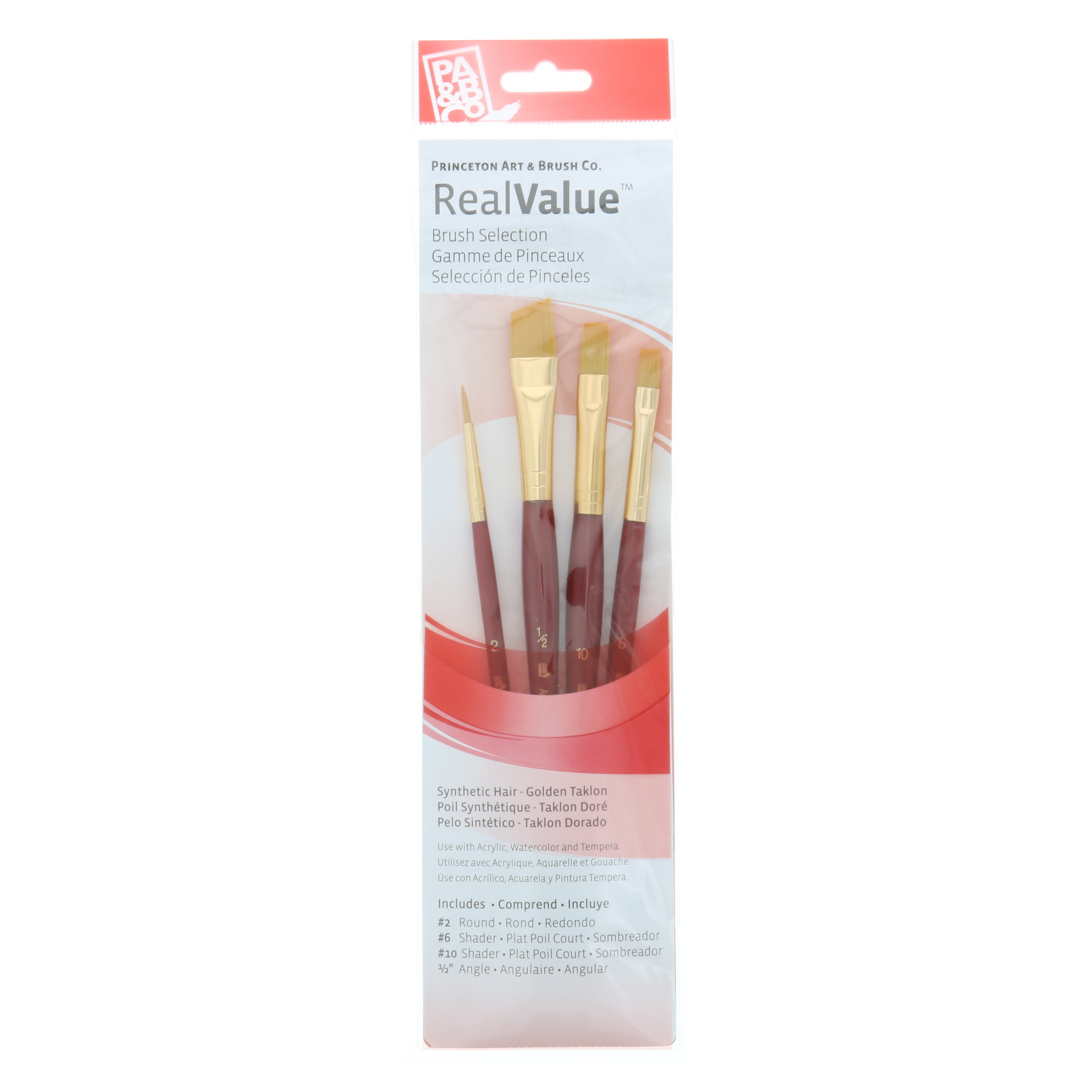 Gold Taklon Angular Variety Pack Brush Set-12/Pkg 