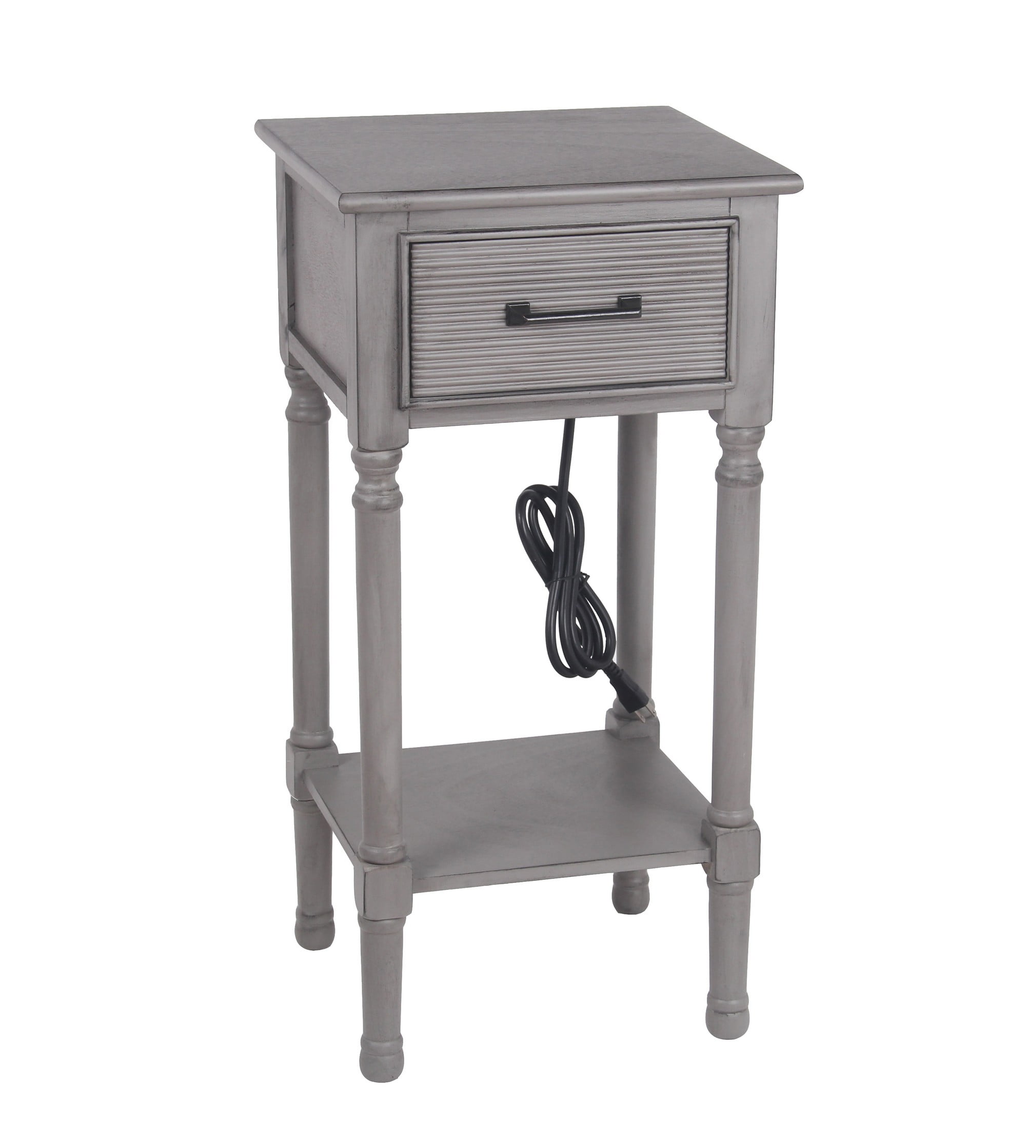 Privilege Provincial Gray 1 Drawer Accent End Table With USB And AC Out