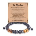 thumbnail image 5 of Pulsera de regalo de Navidad tejida a mano para hijo, esposo, novio, pulsera de ojo de tigre negro esmerilado, 5 of 5