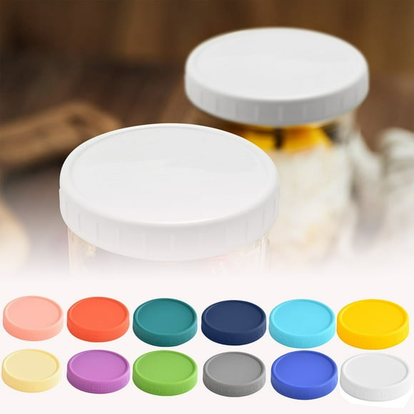 Canning Lids Mason Jar Lids with Silicone Ring Color Plastic Lids Reusable Lid Covers Lids