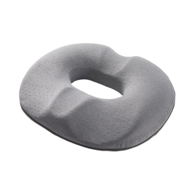 Cojín de espuma viscoelástica para asiento de coche, cómodo cojín para hemorroides, para viajes Gris