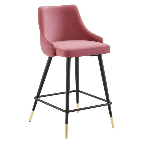 Modway Adorn 25.5" Performance Velvet Tufted Counter Stool in Dusty Rose