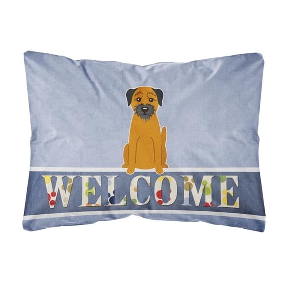 Carolines Treasures BB5620PW1216 Border Terrier Welcome Canvas Fabric Decorative Pillow, 12H x16W, multicolor