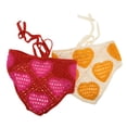 thumbnail image 3 of Unique Bargains 2 Pcs Triangle Bandana Knitted Turban Crochet Hair Scarf for Women Red Beige, 3 of 5