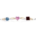 thumbnail image 2 of Gem Stone King 925 Silver and 10K Yellow Gold Persian Blue Moissanite Pink Moissanite Red Garnet and Lab Grown Diamond Tennis Bracelet for Women By Keren Hanan (2.22 cttw, Adjustable up To 9 inch), 2 of 4