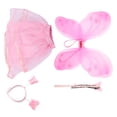 thumbnail image 2 of Conjunto de disfraz de hada mariposa con varita, diadema y falda para niños, para fiesta de Halloween, alas rosas de una sola capa, 4 piezas/juego, 2 of 12