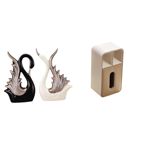 Figuras De Cisne, Escultura De Cerámica, Adorno De Escritorio, Caja De Servilletas Para Chimenea, Dispensador De Pañuelos Faciales, Soporte Rectangular Multiusos Para Caja De Pañuelos.