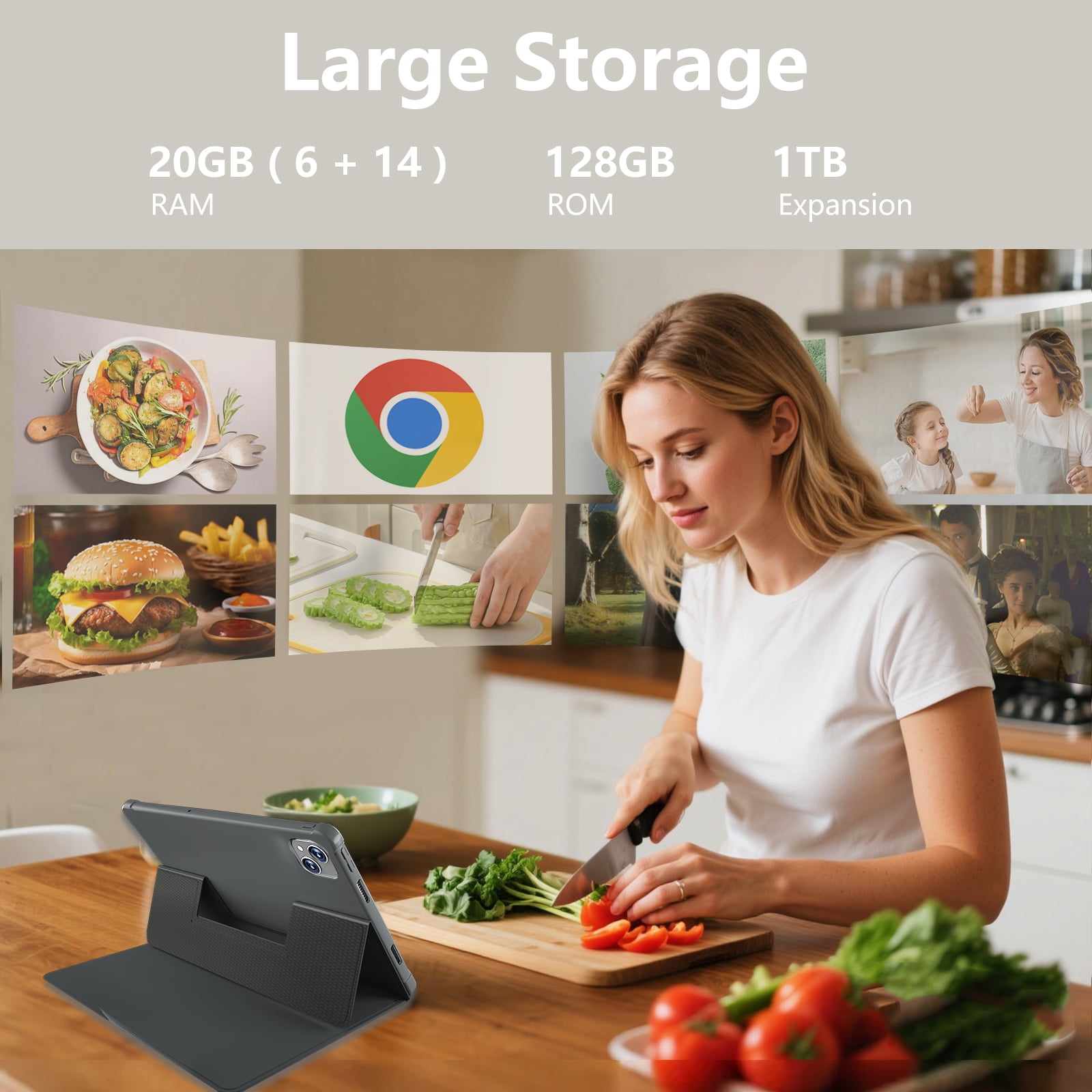 NOBKLEN 11" Android 15 Tablet 128GB with Keyboard & Mouse, 4G LTE Unlocked Tablet with SIM Card Slot, 20GB RAM, 5G WiFi, Octa-Core 2.0GHz, 13MP+5MP Cameras, 8000mAh Battery, Quad Speakers Silver