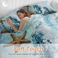 thumbnail image 4 of King 4 Piece Bedding Set Retro Watercolor Marine Seahorse Soft Breathable Duvet Cover and Pillowcase, Ocean Seaweed Starfish Shell Duvet Cover Set Bed Sheets for Bedroom Dormitory Guest Room, 4 of 9