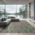 thumbnail image 2 of ODIKA 8'x10' Washable Area Rug Non-Slip Chair-Friendly Mat Boho Toss Scallop Border Delicate Ribbon Vintage Pink Coquette Refined for Dining Room, Large Office, Lounge, 2 of 7