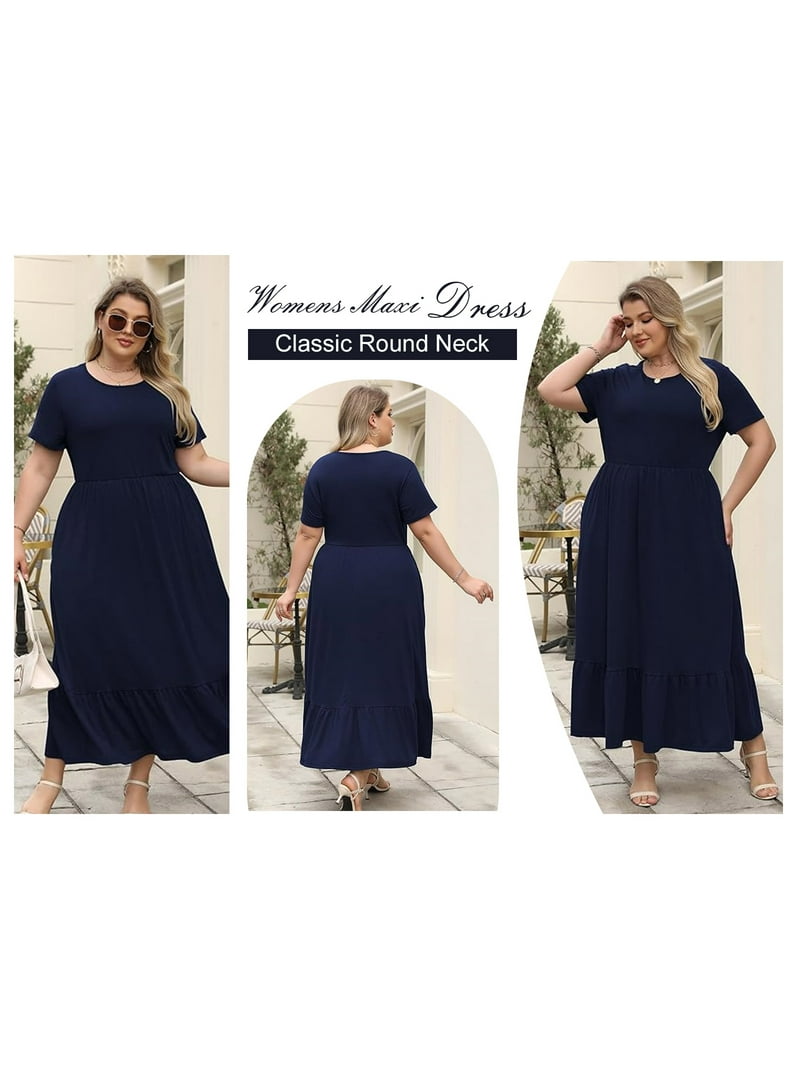 Mengpipi Women's Plus Size Casual Short Sleeve Crewneck