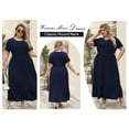 thumbnail image 5 of Mengpipi Women's Plus Size Casual Short Sleeve Crewneck Dress Flowy Tiered Loose Maxi Dress with Pockets 1X-5X, 5 of 8