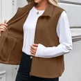 thumbnail image 4 of Sherpa Vest For Women Warm Sleeveless Fleece Vests Fall Winter Lapel Fuzzy Jacket Holiday Casual Travel Clothes Coffee 2XL, 4 of 9