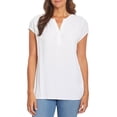 thumbnail image 2 of Nine West Women's Short Cap Sleeve V-Neck Fashion Top (Green Spruce, XXL), 2 of 9