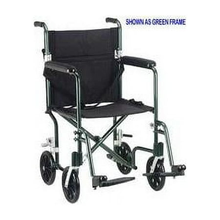 Drive Medical FW17BL Fly-Weight Deluxe Aluminum Transport Chair 17 Inch Blue