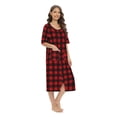 thumbnail image 6 of EFINNY Women's Elbow-Length Sleeve Housecoat Loose Zipper Front Nightgowns Plaid Full Length Robes Loungewear with Pockets S-XXL, 6 of 6