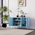 thumbnail image 4 of 32" Wide 3-Door Lockable Metal Storage Cabinet with Accent Cabinet Locker, Heavy Duty Home Tool Cabinet, 2 Removable Shelves & Easy Assembly, for Home, Office, Entryway and Hallway Blue, 4 of 8
