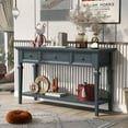 thumbnail image 3 of Farmhouse Wood ConsoleTable for Hallways Narrow Foyer Sideboard with Drawers and Bottom Shelf for Entryway, Antique Blue, 3 of 8