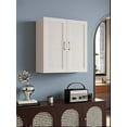 thumbnail image 3 of White Solid Wood Double Door Wall Cabinet 2 Doors and 2 Shelves for Kitchen Storage, Bathroom Storage, Laundry,Adjustable Shelves Ready to Assemble(24"W×12"D×30"H), 3 of 7
