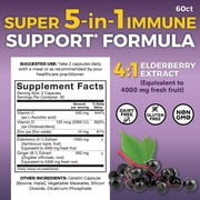 Viva Naturals Elderberry, Vitamin C + Zinc 60 Capsules