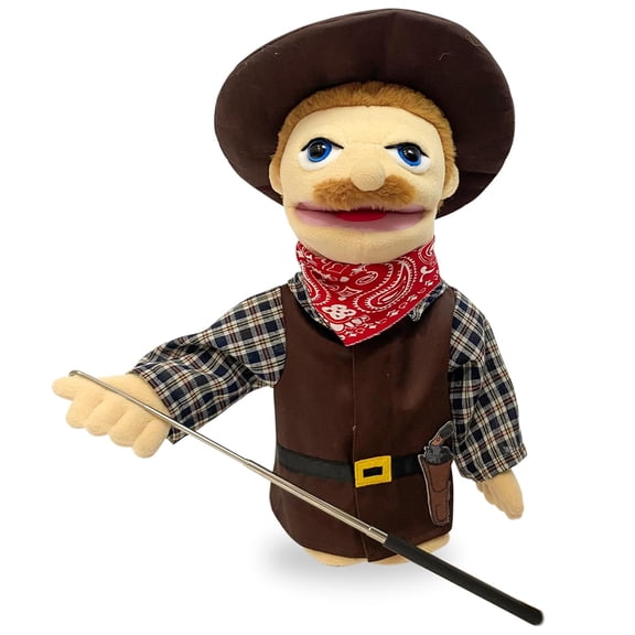 Just qunseen Cowboy Hand Puppet Toy 16'' Plush Role Play Interactive for Kids Gift