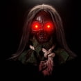 thumbnail image 5 of Animated Walking Skull Head with Light-Up Red Eyes Creepy Moving Halloween Prop with Long Grey Hair Horror Music Motorized Resin Decoration for Party Yard Indoor Outdoor Spooky Decor Gift, 5 of 7