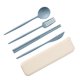thumbnail image 2 of Bearachild 4 unids/set juego de cubiertos de creatividad tenedor de paja de trigo palillos cuchara portátil reutilizable juego de vajilla Mostrada azul, 2 of 6
