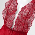 thumbnail image 4 of Levmjia Womens Halter Lace Mesh One Piece Lingerie Set Deep V Backless Floral Sleepwear Bodysuit Soft Stretch Date Nights Solid Color, 4 of 6