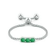 thumbnail image 2 of ANGARA Natural Three Stone Emerald Bar Bolo Ring in 14K White Gold for Women (Size-2mm) | May Birthstone, Birthday, Anniversary, Jewelry Gift for Women | Natural Emerald Ring, 2 of 9