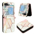 thumbnail image 1 of SaniMore Case for Samsung Galaxy Z Flip 5 6.7" 2023, PU Leather Case Luxury Marble Pattern Cash Pocket Crossbody Lanyard Fashion Case for Girls Women for Samsung Galaxy Z Flip 5, Pink/White, 1 of 7