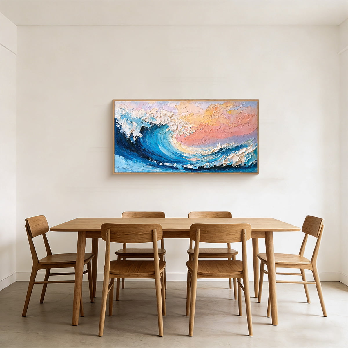 Ocean Wall Art Framed Sea Wave Wall Decor Abstract Coastal Canvas Wall Painting Blue and White Ocean Wall Prints for Living Room Bedroom Office 20X40 In