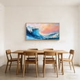thumbnail image 3 of Ocean Wall Art Framed Sea Wave Wall Decor Abstract Coastal Canvas Wall Painting Blue and White Ocean Wall Prints for Living Room Bedroom Office 20X40 In, 3 of 10