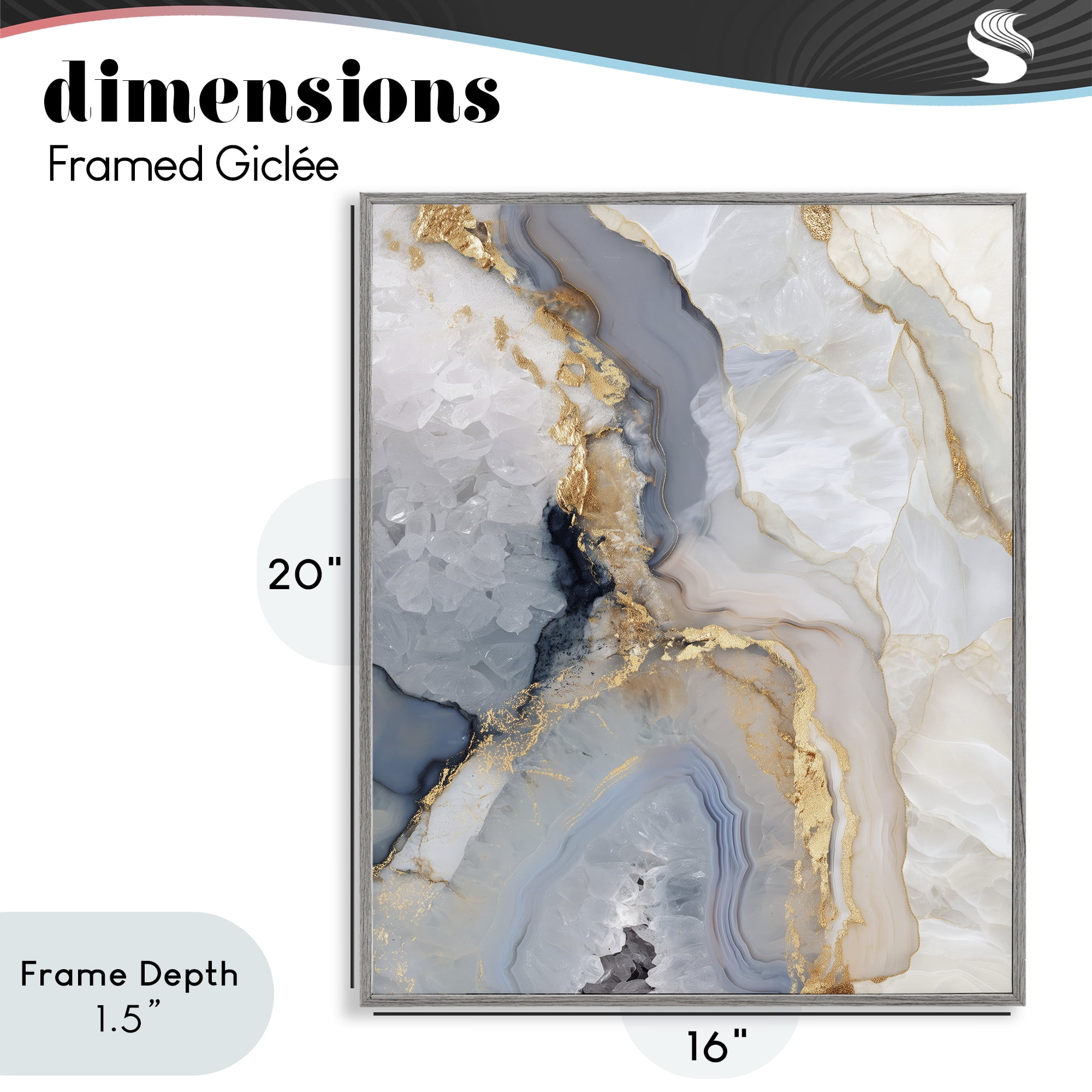 Stupell Industries Midnight Ore Crystals Gray Framed Giclee Art, design by Svetlana Aleynikova