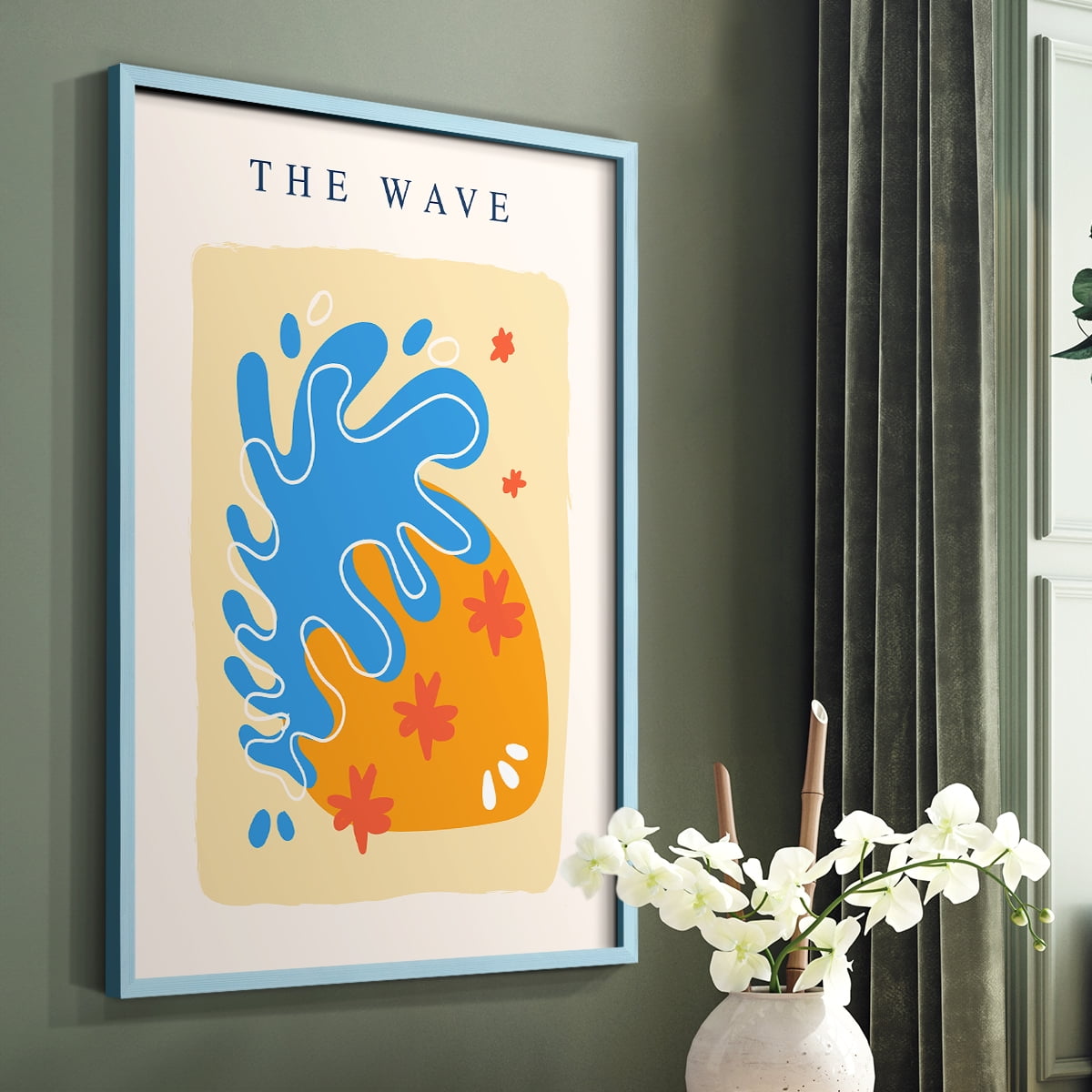 Matisse CDLXIII in Blue Solid Wood Framed Print No Nail Hanging