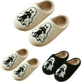 thumbnail image 6 of LIJCC Women's Men's Cute Slippers Fun Cute Holiday House Shoes Evil Ghost Black Cat Fluffy Warm Household Shoes Memory Foam Slipper Gifts for Adults Slip On Slippers, 6 of 6