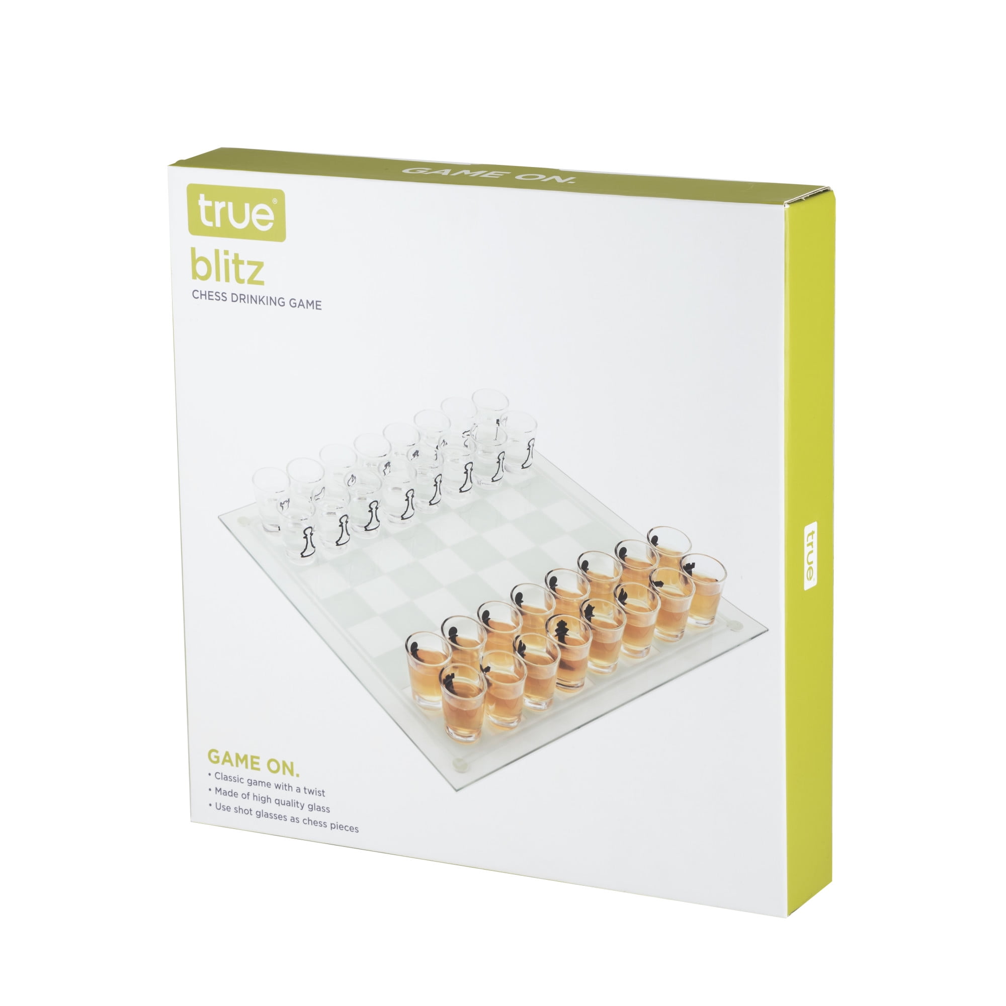 True Shot Glass Chess Drinking Game - Chess Board with Shot Glass Chess Pieces