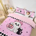 thumbnail image 3 of Homewish Cartoon Bow Ghost Cat Twin Duvet Cover for Kids, Sugar Halloween Pumpkin Twin Bedding, Pink Reversible, 2pcs, 1 Duvet Cover and 1 Pillowcase, 3 of 6