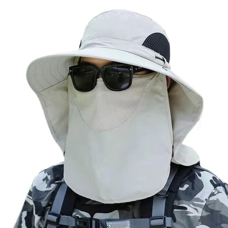 Men s Summer UV Protection Sun Hat Wide Brim Foldable with Removable Neck Flap for Fishing Hiking Gardening Outdoor