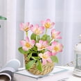 thumbnail image 2 of Artificial Potted Flowers with Woven Basket, Fake Floral Decor for Home, Patio & Tabletop, 2 of 7
