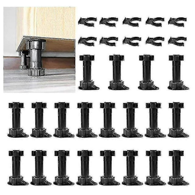 20pcs Furniture Feet Adjustable Cupboard Foot Leg Unit Cabinet Legs With Board Clips For Kitchen Ba-Good quality
