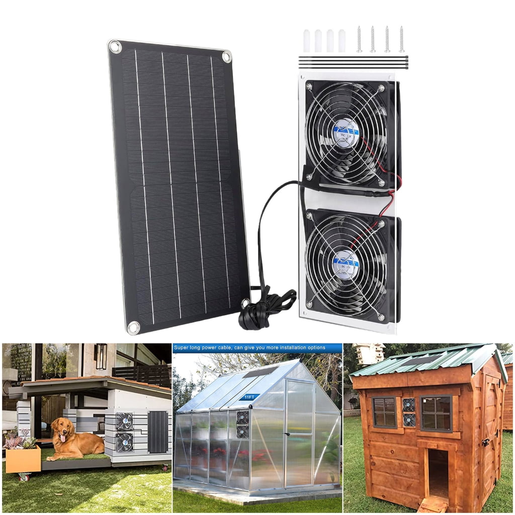 10W Solar Powered Fan Solar Exhaust Fan for Chicken Coops, Shed, Dog House