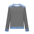 thumbnail image 5 of Olyvenn Collared Sweaters for Women with Buttons Vintage Denim Patchwork Pullover Waffle Knit Sweater Casual Jean Tops Shirts Gray XL, 5 of 6