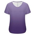 thumbnail image 6 of WCMZJ Womens 2025 Summer Tunic Tops Short Sleeve V Neck Ruched Tshirts Casual Blouse with Side Shirring Purple M, 6 of 6