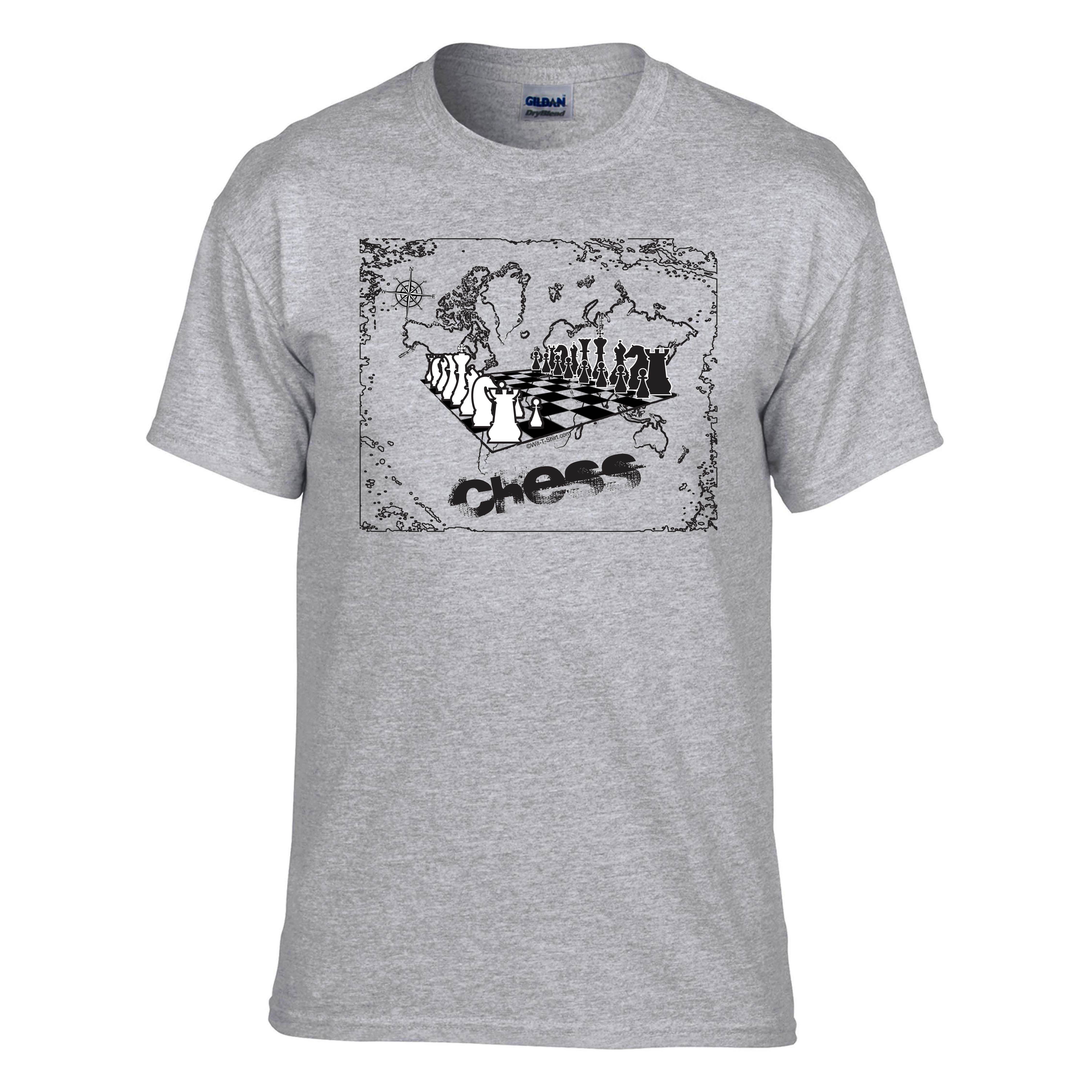 Wit-T-Shirt - Chessography; Chess World Map; Chess T-shirt, Chess Shirt ...