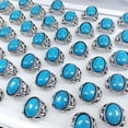 thumbnail image 4 of K-KED 36pcs Wholesale Lots Mixed Blue Natural Stone Womens Alloy Fashion Rings Free P, 4 of 6