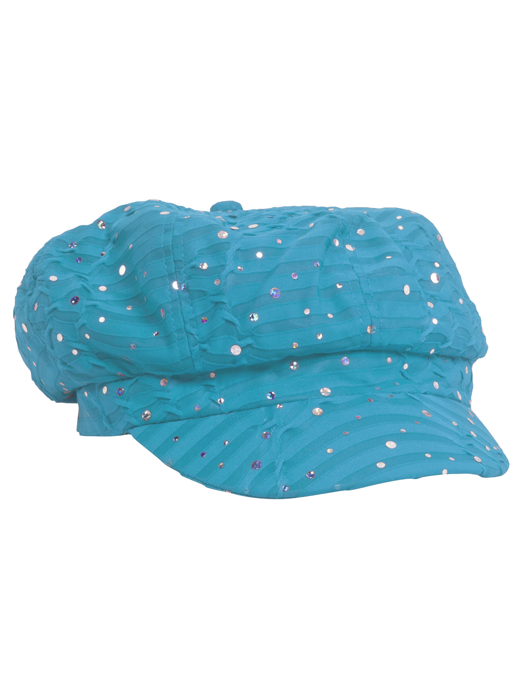 Glitter Sequin Trim Newsboy Style Relaxed Fit Cap Lime Green
