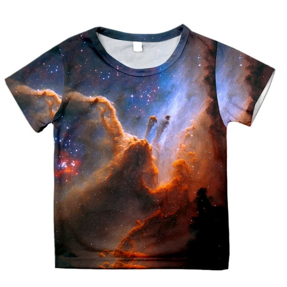 Space Shirts for Boys 3D Graphic Printed T-Shirts Short Sleeve Casual Loose Crewneck T-Shirt Funny Colorful Shirt Soft Breathable Kids Tops Navy 6-7 Years