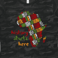 thumbnail image 4 of Inktastic Black History Month History Starts Here African Fabric Print Women's T-Shirt, 4 of 5