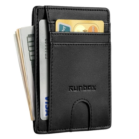 Men Wallets Minimalist Slim Front Pocket Wallets for Men with RFID Blocking & Genuine Leather Credit Card
